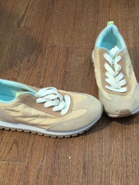 Target Kids Beige Sneakers with Light Blue Lining
